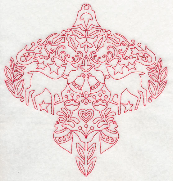 Scandinavian Christmas Ornament (Redwork) - Image 6