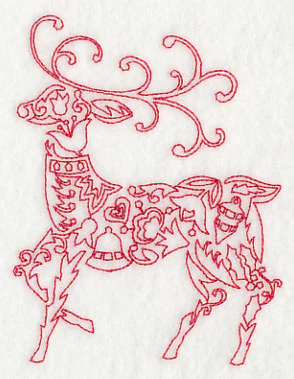 Scandinavian Christmas Reindeer (Redwork) - Image 4