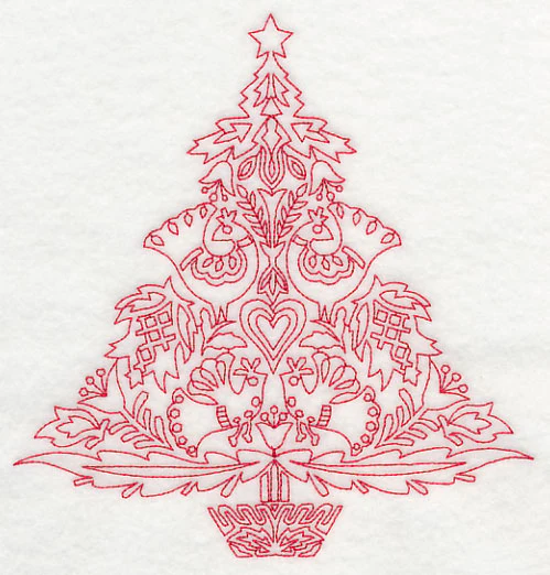 Scandinavian Christmas Tree (Redwork) - Image 2