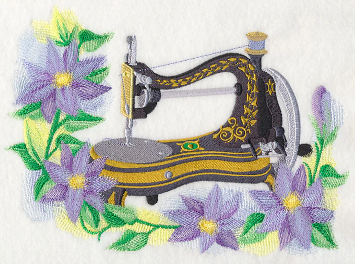 Sewing Machine with Clematis in Watercolor - Image 4