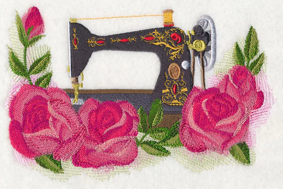 Sewing Machine with Roses in Watercolor - Image 3