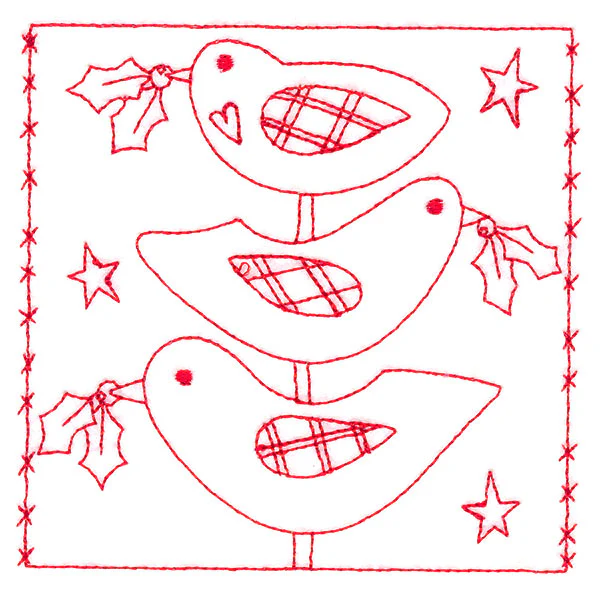 Simply Sweet Christmas - Birds (Redwork) - Image 5