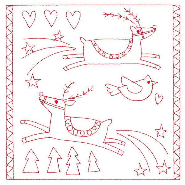 Simply Sweet Christmas - Reindeer (Redwork)