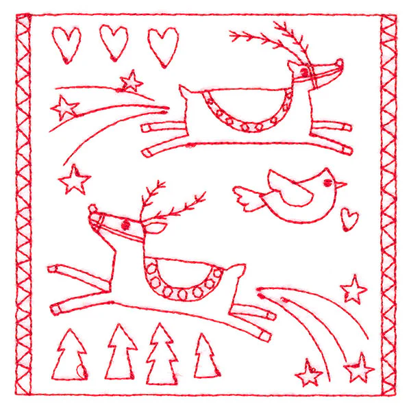 Simply Sweet Christmas - Reindeer (Redwork) - Image 5