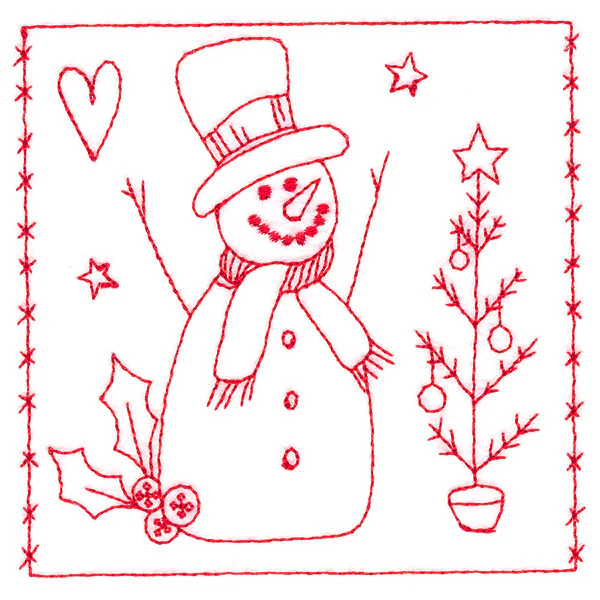 Simply Sweet Christmas - Snowman (Redwork) - Image 9