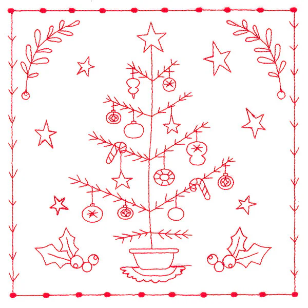 Simply Sweet Christmas - Tree (Redwork) - Image 2
