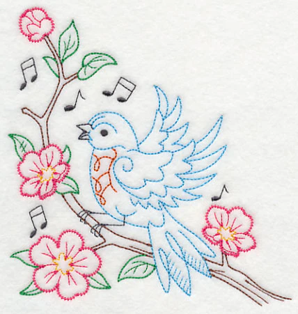 Singing Bluebird on Branch 1 (Vintage) - Image 3