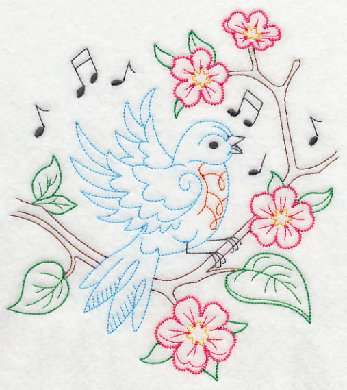 Singing Bluebird on Branch 2 (Vintage)