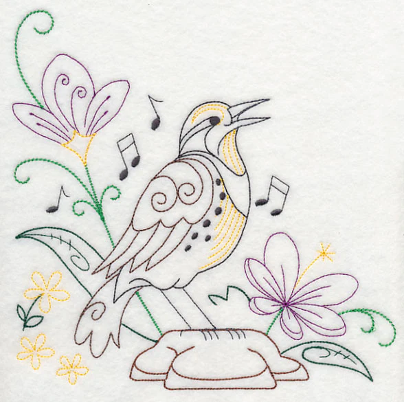 Singing Meadowlark on Rock 1 (Vintage)