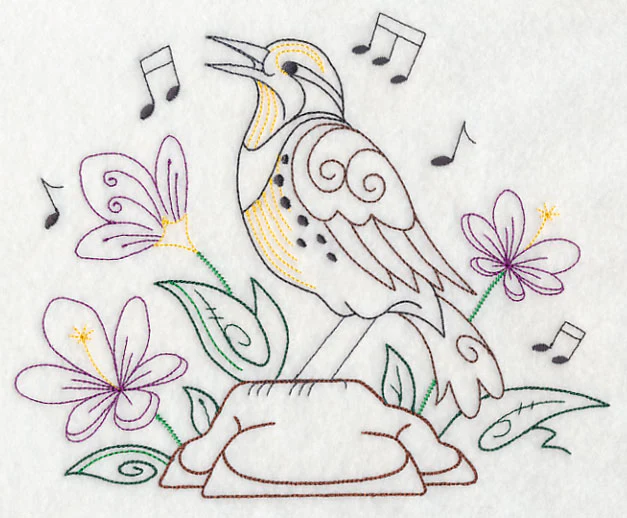 Singing Meadowlark on Rock 2 (Vintage) - Image 5
