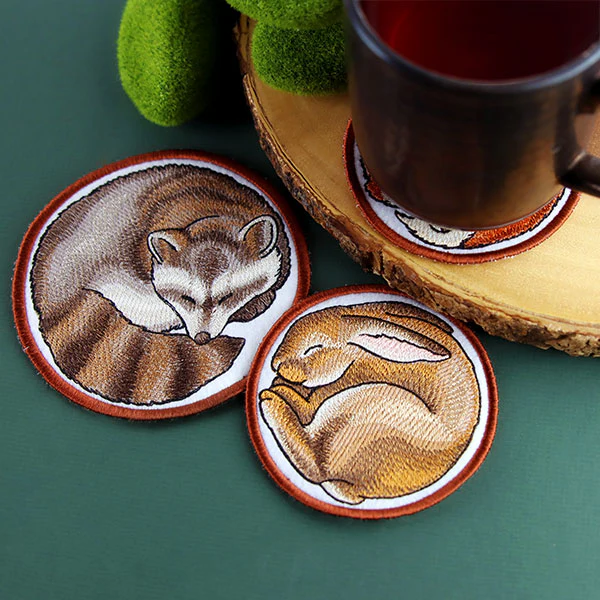 Sleeping Animal Coaster - Bunny (In-the-Hoop) - Image 3