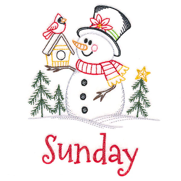 Snowman and Birdhouse on Sunday (Vintage) - Image 3