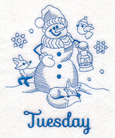 Snowman on Tuesday (Bluework) - Image 3