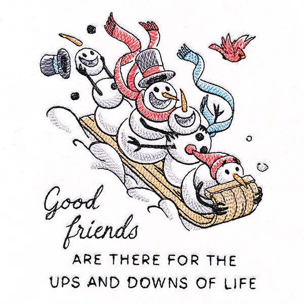 Snowmen Sledding Friends - Image 3
