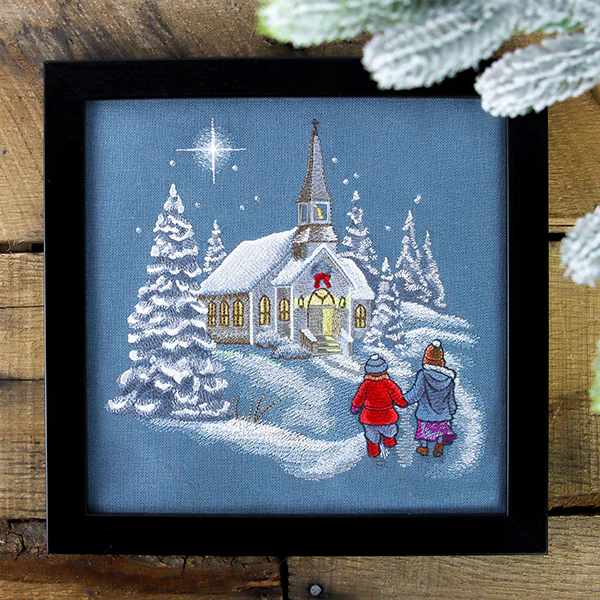 Snowy Christmas Church Scene - Image 2