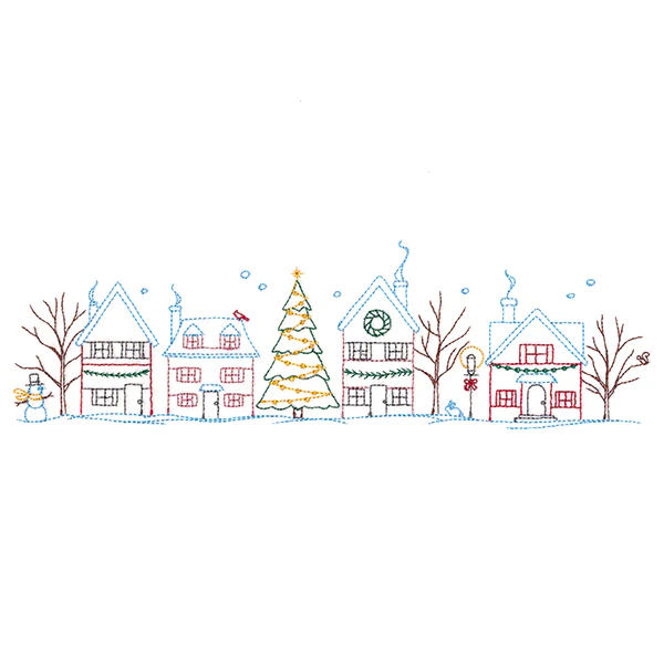 Snowy Christmas Village Border - Image 2