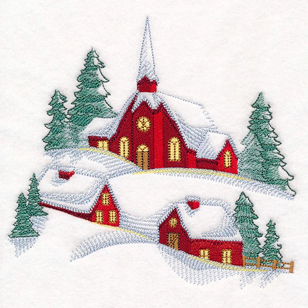 Snowy Church Landscape - Image 7