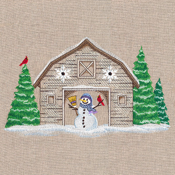 Snowy Winter Barn Scene - Image 3