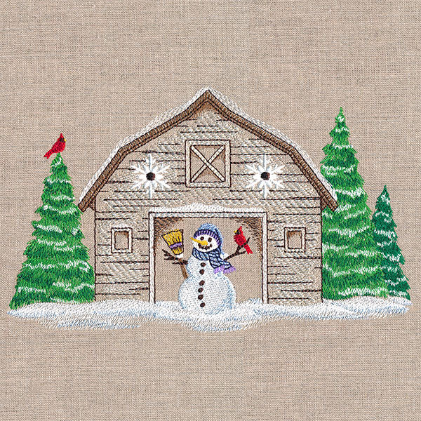 Snowy Winter Barn Scene - Image 4