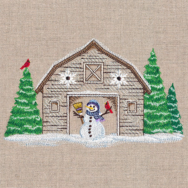 Snowy Winter Barn Scene - Image 5