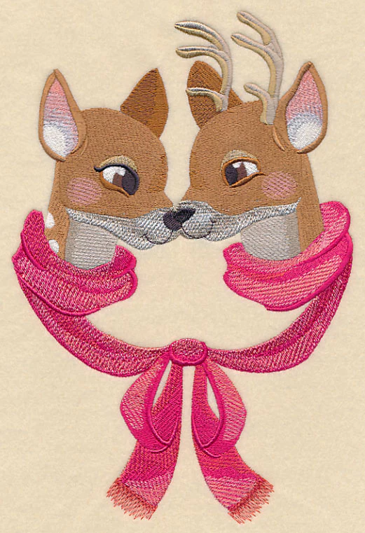 Snuggling Winter Deer