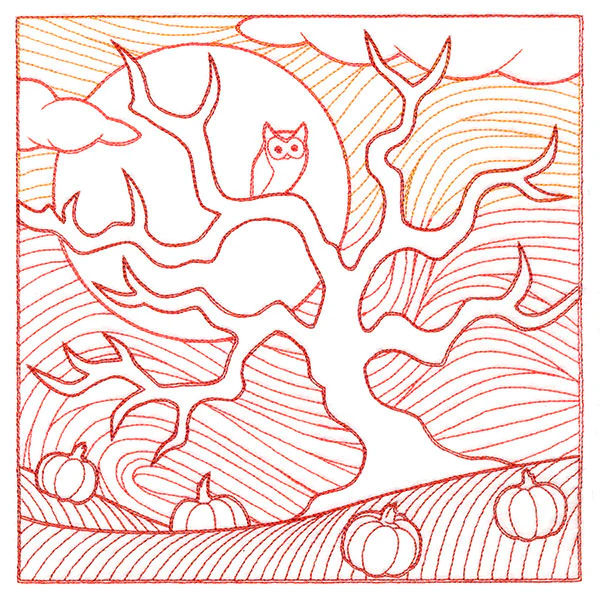 Spooky Evening - Haunted Pumpkin Patch Etching