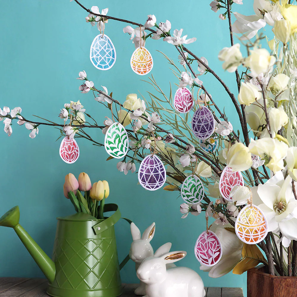 Spring Geometric Easter Egg Ornament (Lace) - Image 3