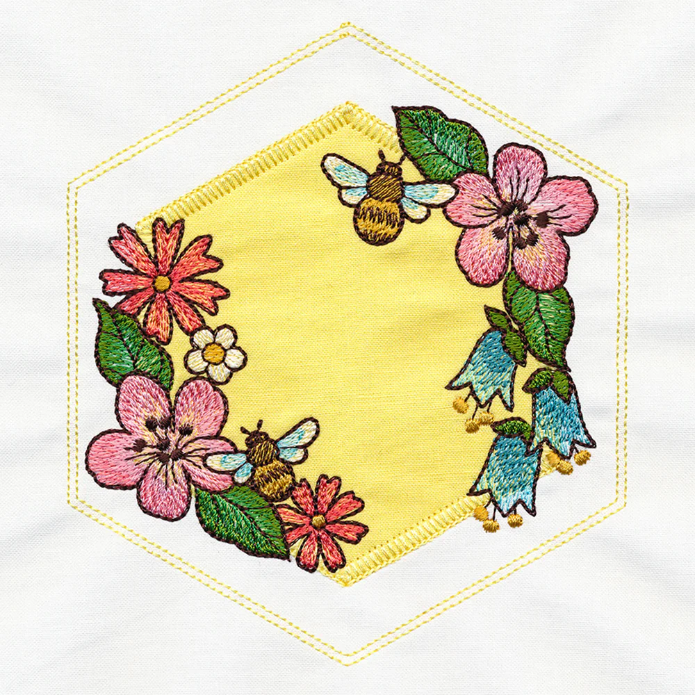 Springtime Quilt Hexagon - Bee & Blooms (Applique) - Image 3