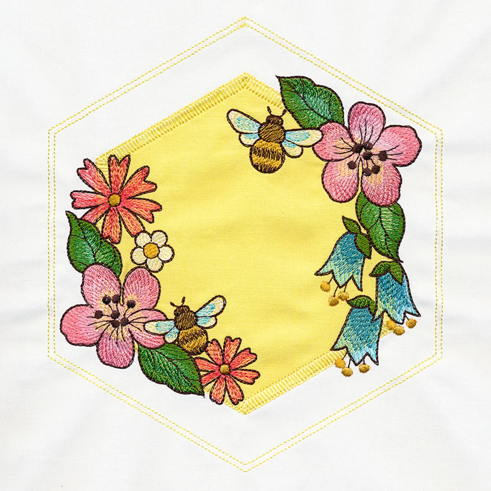 Springtime Quilt Hexagon - Bee & Blooms (Applique) - Image 4