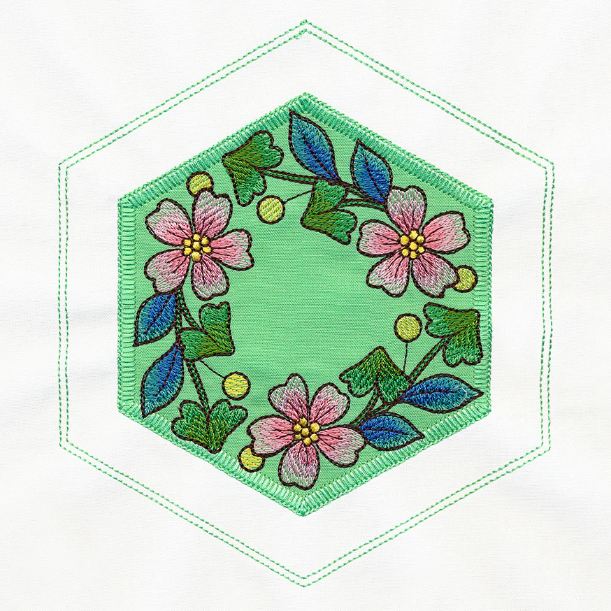 Springtime Quilt Hexagon - Flowers (Applique) - Image 3