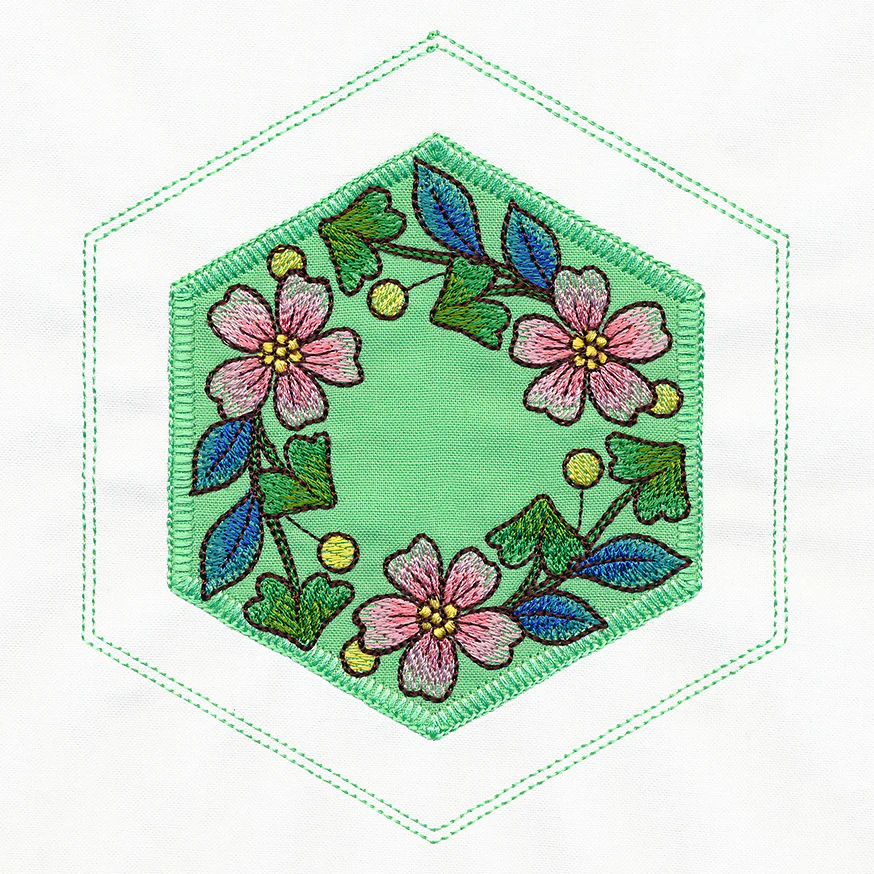 Springtime Quilt Hexagon - Flowers (Applique) - Image 4