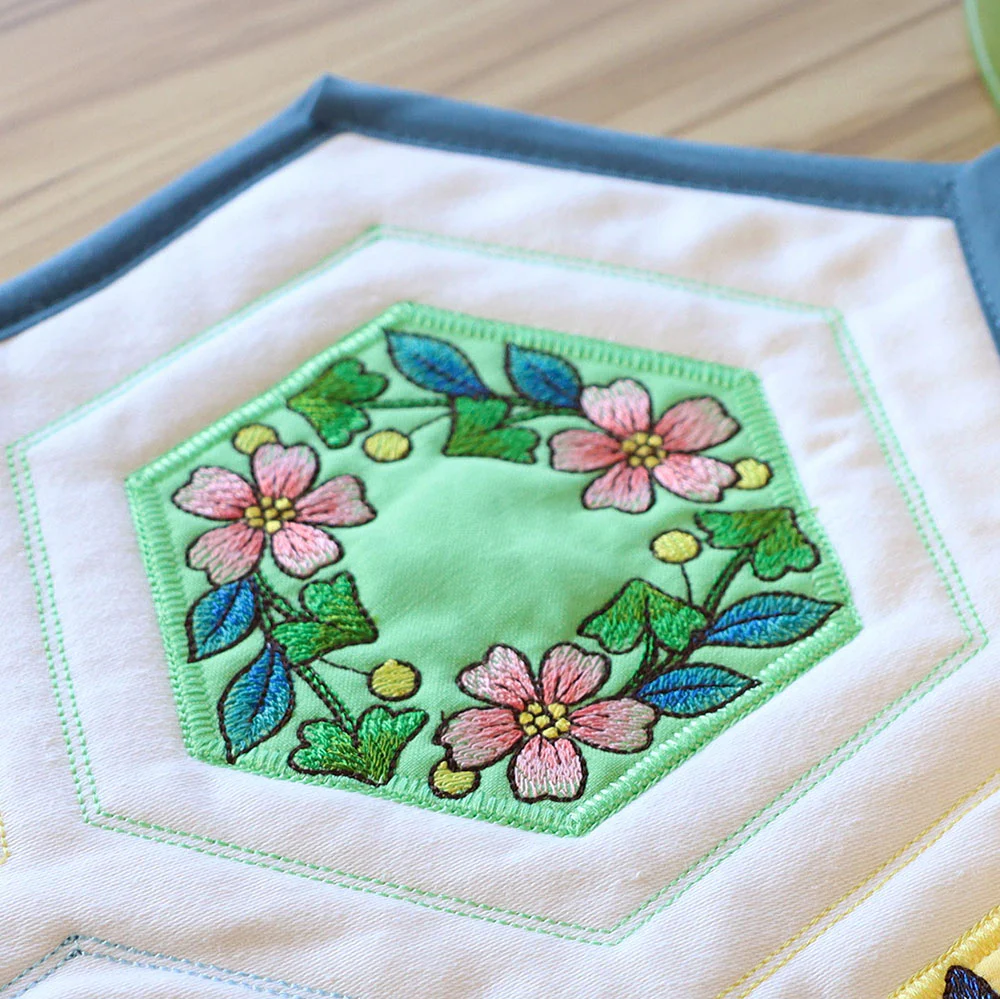 Springtime Quilt Hexagon - Flowers (Applique) - Image 5