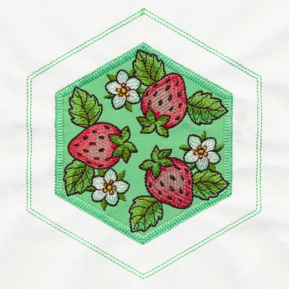 Springtime Quilt Hexagon - Strawberries (Applique) - Image 4