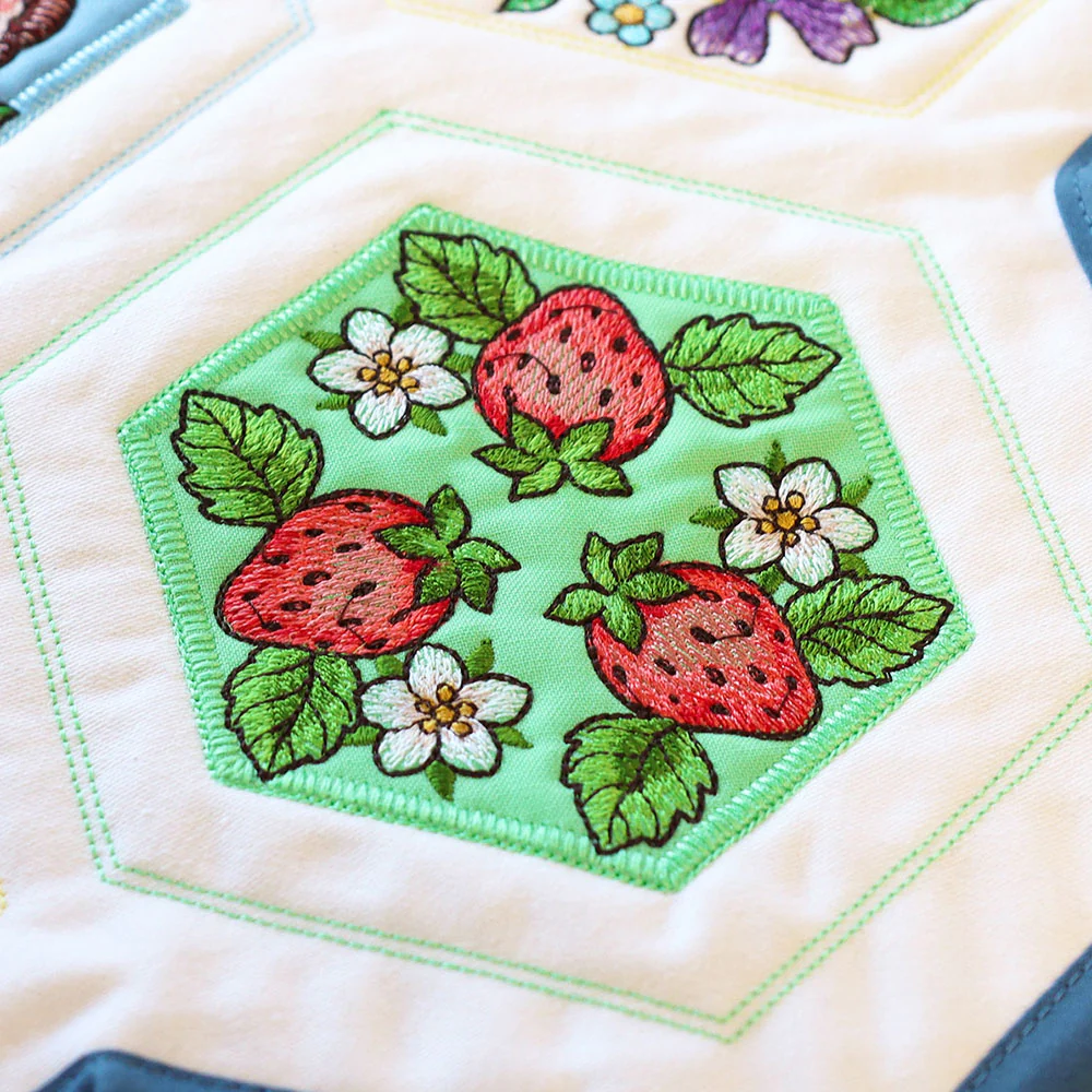 Springtime Quilt Hexagon - Strawberries (Applique) - Image 5