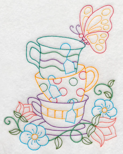 Stacked Cups with Perching Butterfly (Vintage)