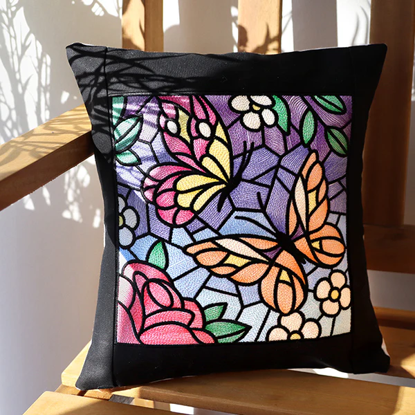 Stained Glass Butterfly Garden Square 1 - Image 6