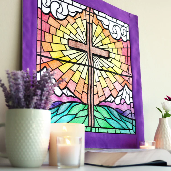 Stained Glass Cross at Sunrise Scene (Set) - Image 30