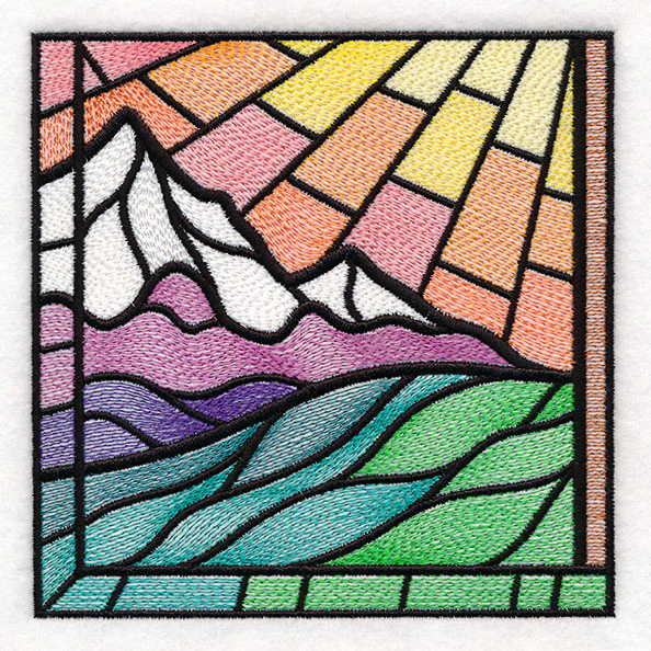Stained Glass Cross at Sunrise Scene (Set) - Image 55