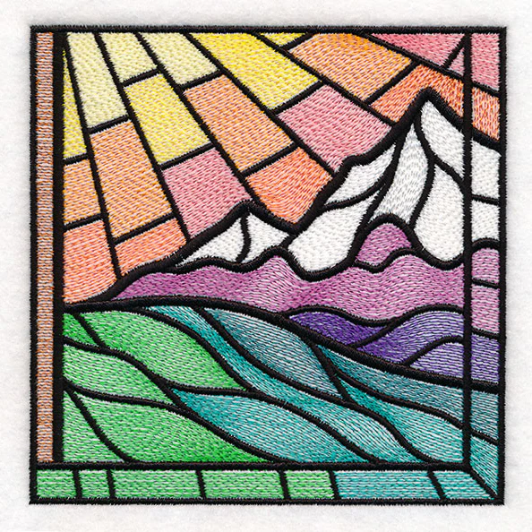 Stained Glass Cross at Sunrise Scene (Set) - Image 56