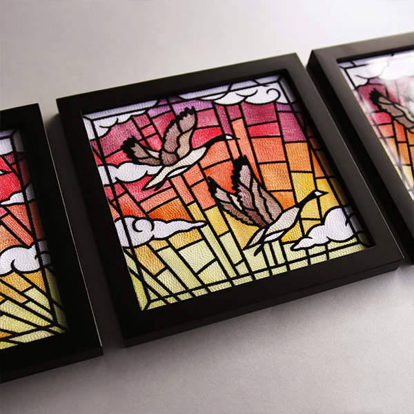 Stained Glass Geese in Flight Square 3 - Image 15