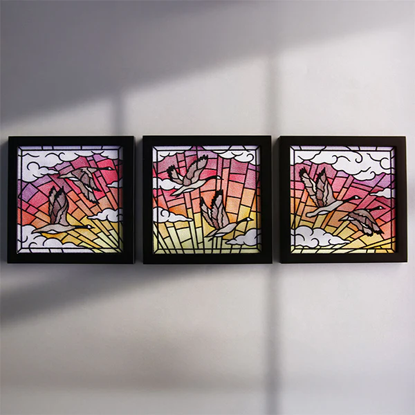 Stained Glass Geese in Flight Square 3 - Image 8