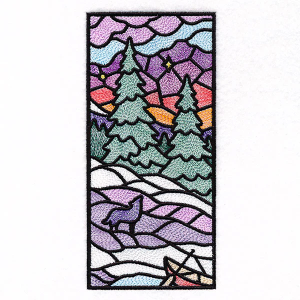 Stained Glass Winter Landscape Panel 1 - Image 10