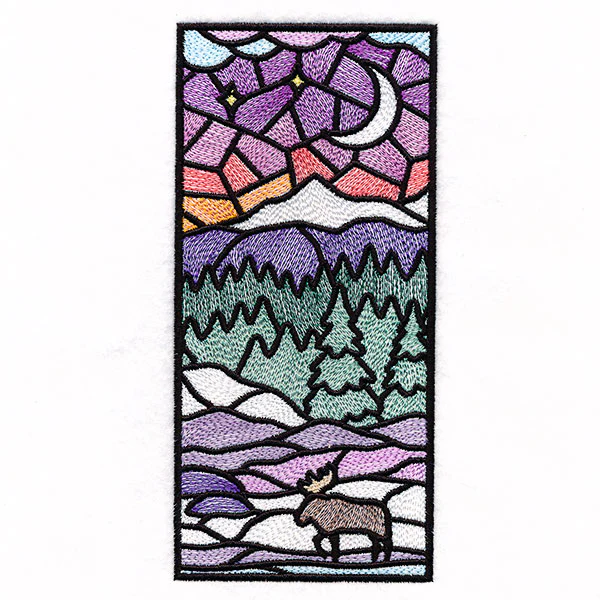 Stained Glass Winter Landscape Panel 3 - Image 10