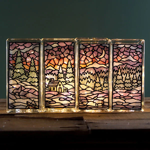 Stained Glass Winter Landscape Panel 3 - Image 12