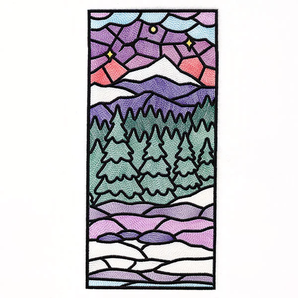 Stained Glass Winter Landscape Panel 4 - Image 13
