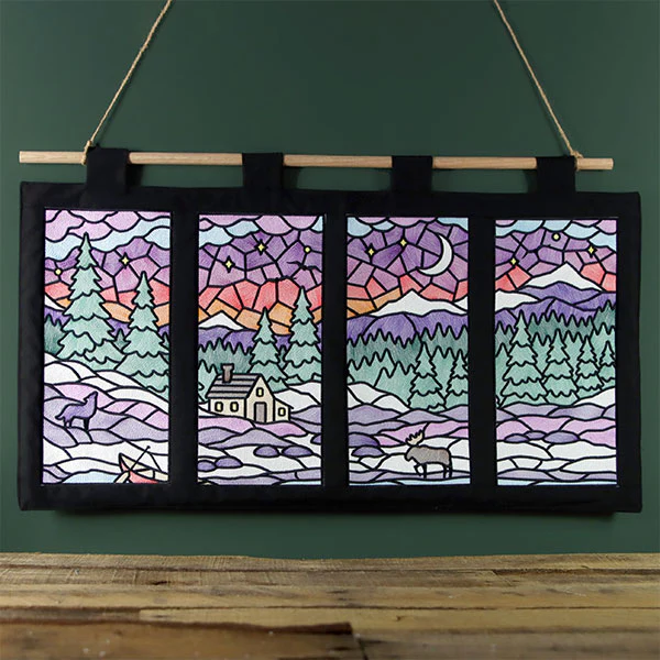 Stained Glass Winter Landscape Panel 4 - Image 3