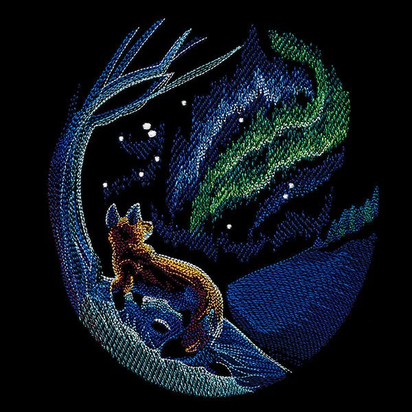 Starlit Northern Lights Fox Scene