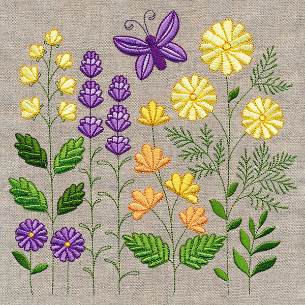 Summer Blossoms and Butterfly