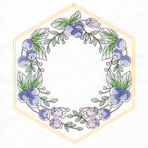 Sweet Fruit Quilt  Hexagon - Blueberries