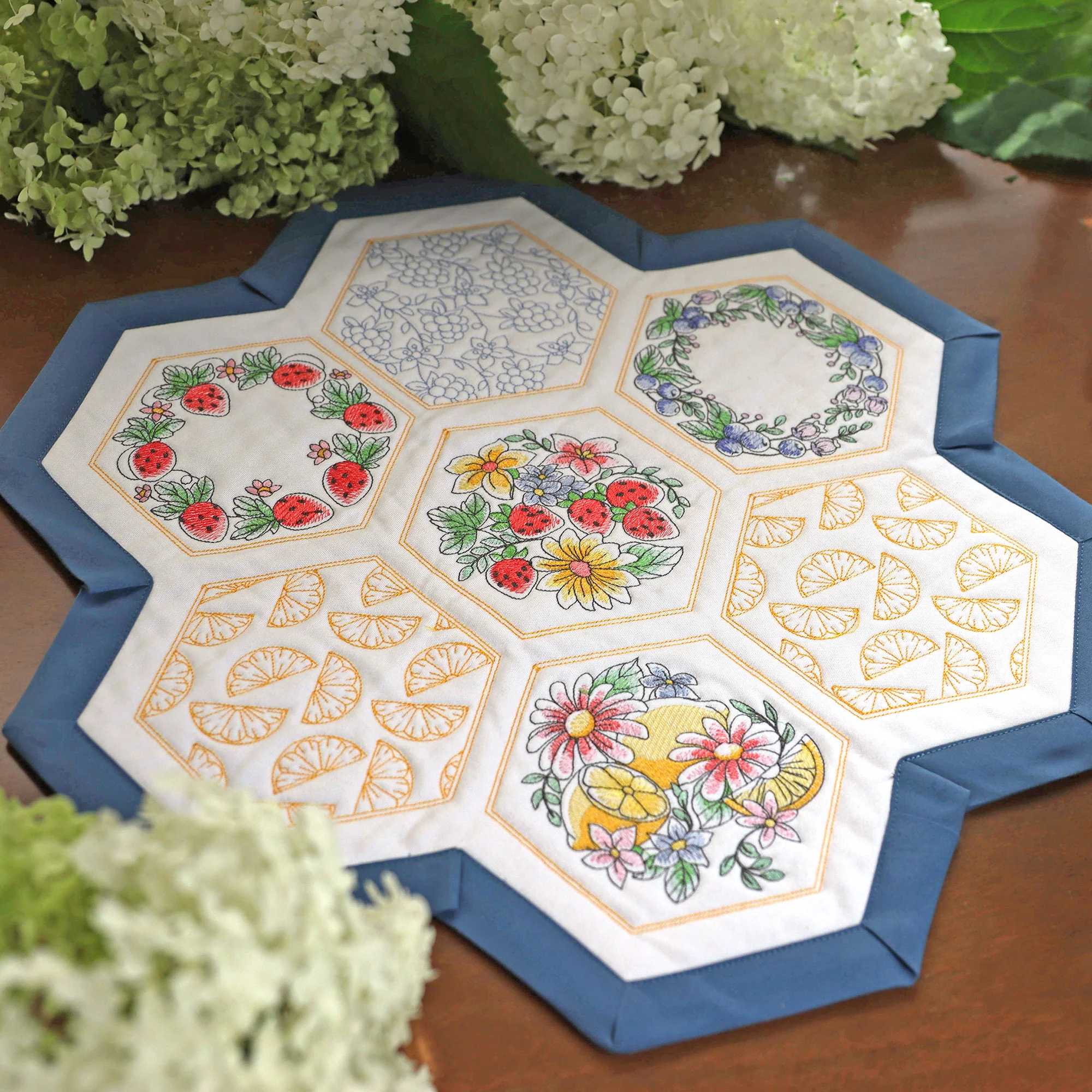 Sweet Fruit Quilt Hexagon - Fruit and Blooms - Image 2
